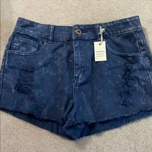 acid wash denim shorts